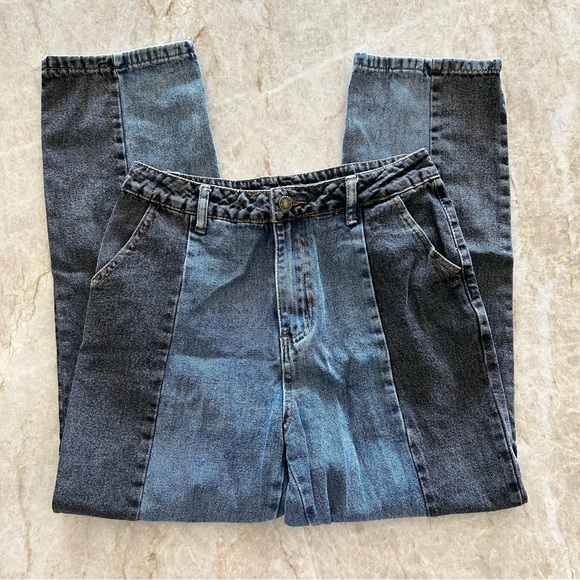 SHEIN Jeans Shein Half Blue Half Black Denim Mom Jeans Poshmark